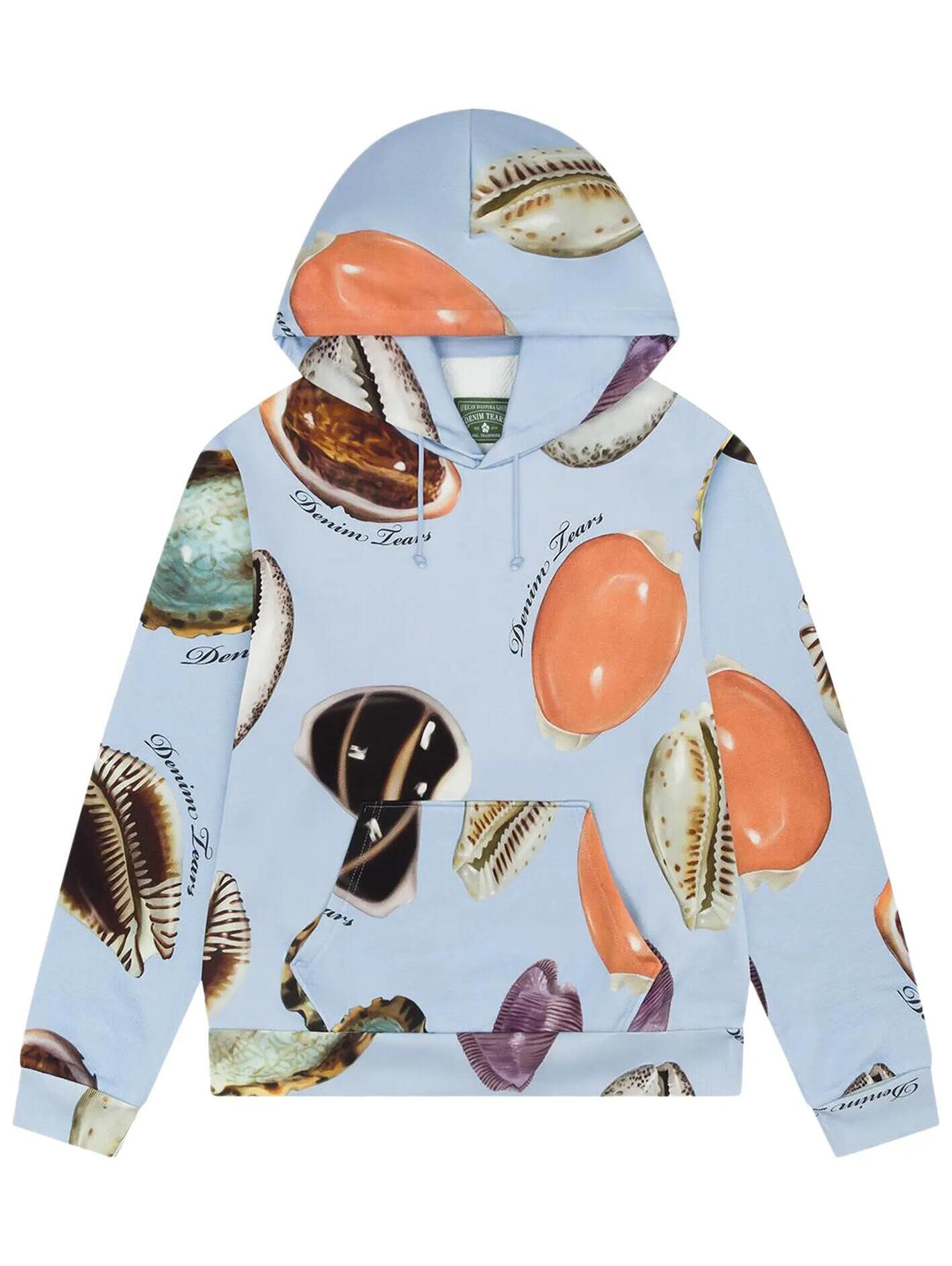 Denim Tears Shell Pattern Hoodie Light Blue
